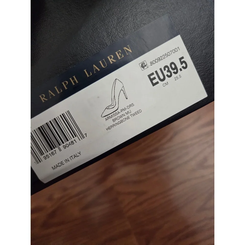 Ralph Lauren Purple Label Armissa Herringbone Tweed Pumps Brown EU 39.5 Italy‎